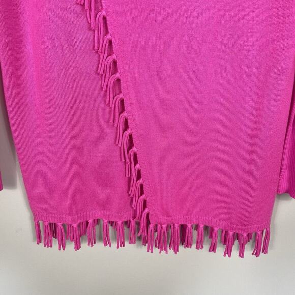 Lilly Pulitzer Emberly Sweater Size XS Mandevilla Pink Fringe Tropical Beach Fun - Picture 11 of 11